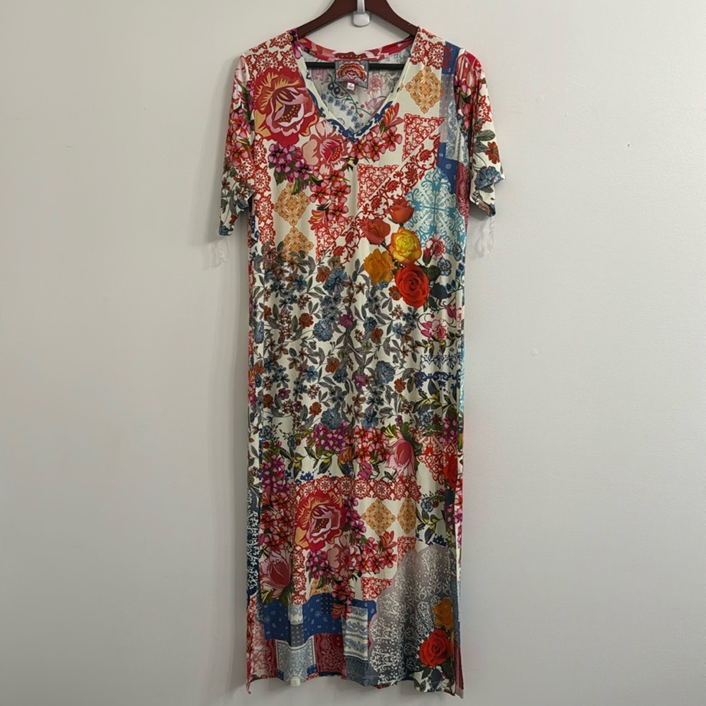 Johnny Was Tango Floral Print Bamboo Knit Jersey Scoop Neck Short Sleeve… - Picture 5 of 7